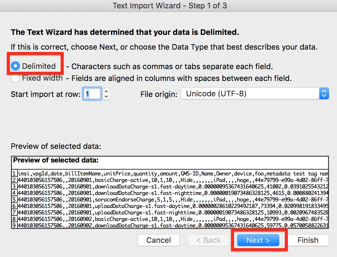 Manual CSV import