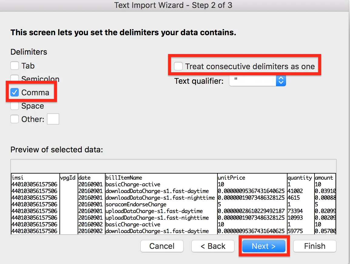 Manual CSV import