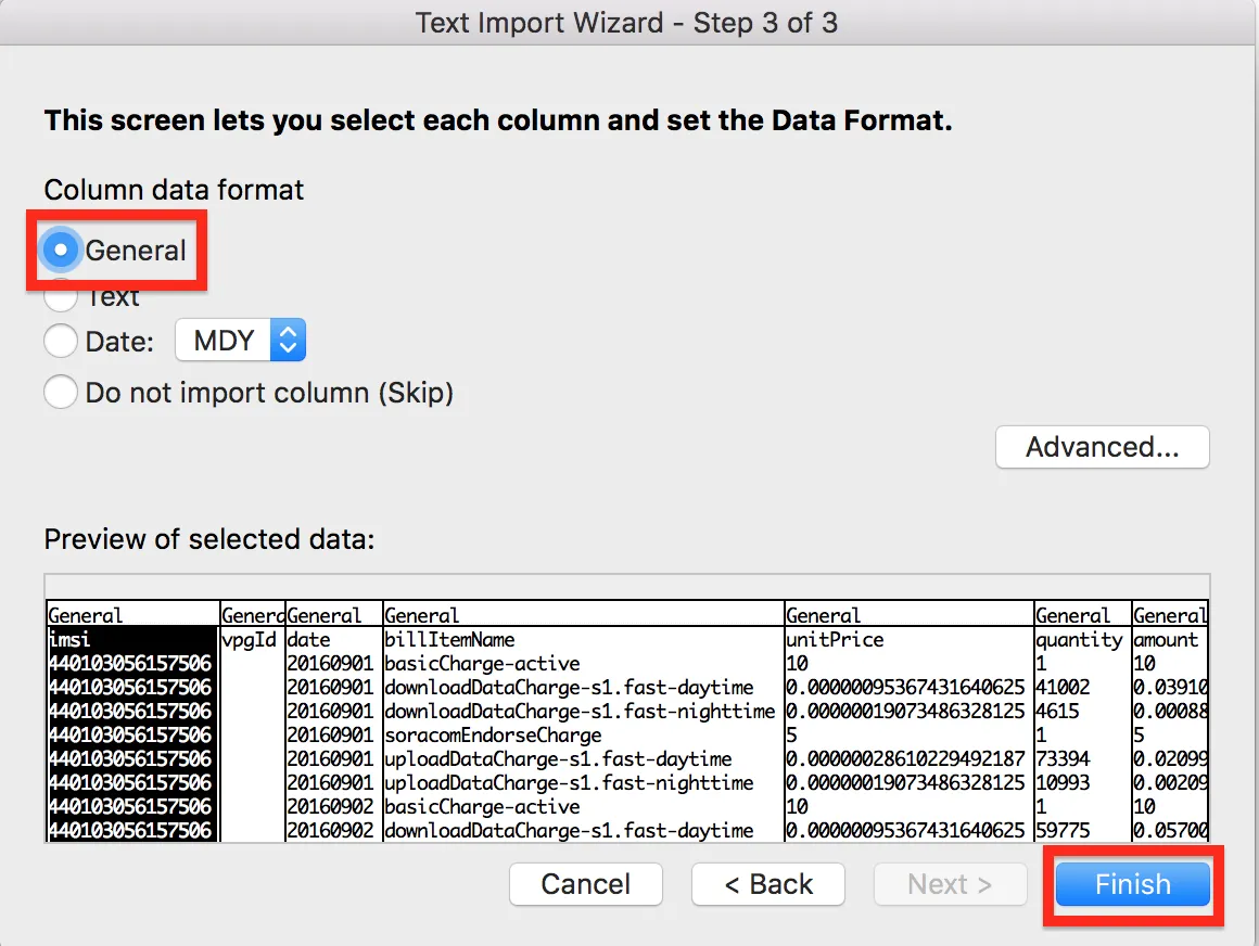 Manual CSV import